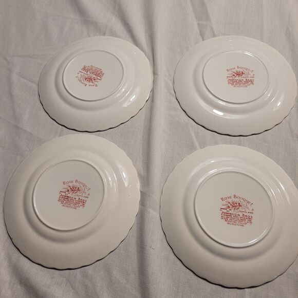 VTG Lot Of 4 Johnson Bros. Rose Bouquet Pink 6 1/4" Bread Plates Made In England - Picture 4 of 6